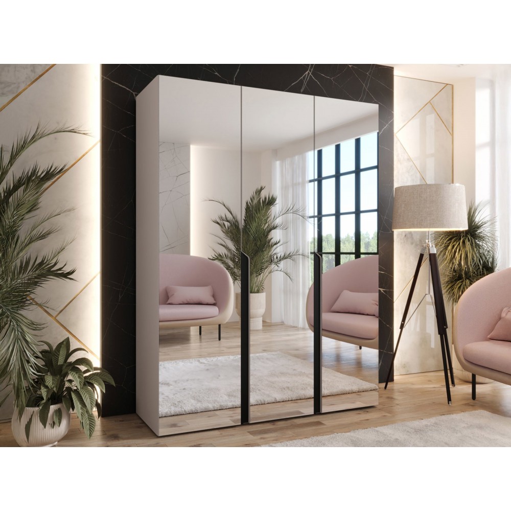 Ντουλάπα Mila II-Γκρεζ - Μαύρο-Μήκος: 150εκ 150x52x202