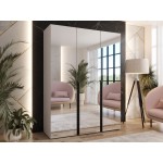 Ντουλάπα Mila II-Γκρεζ - Μαύρο-Μήκος: 150εκ 150x52x202
