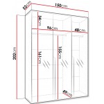 Ντουλάπα Mila II-Γκρεζ - Μαύρο-Μήκος: 150εκ 150x52x202