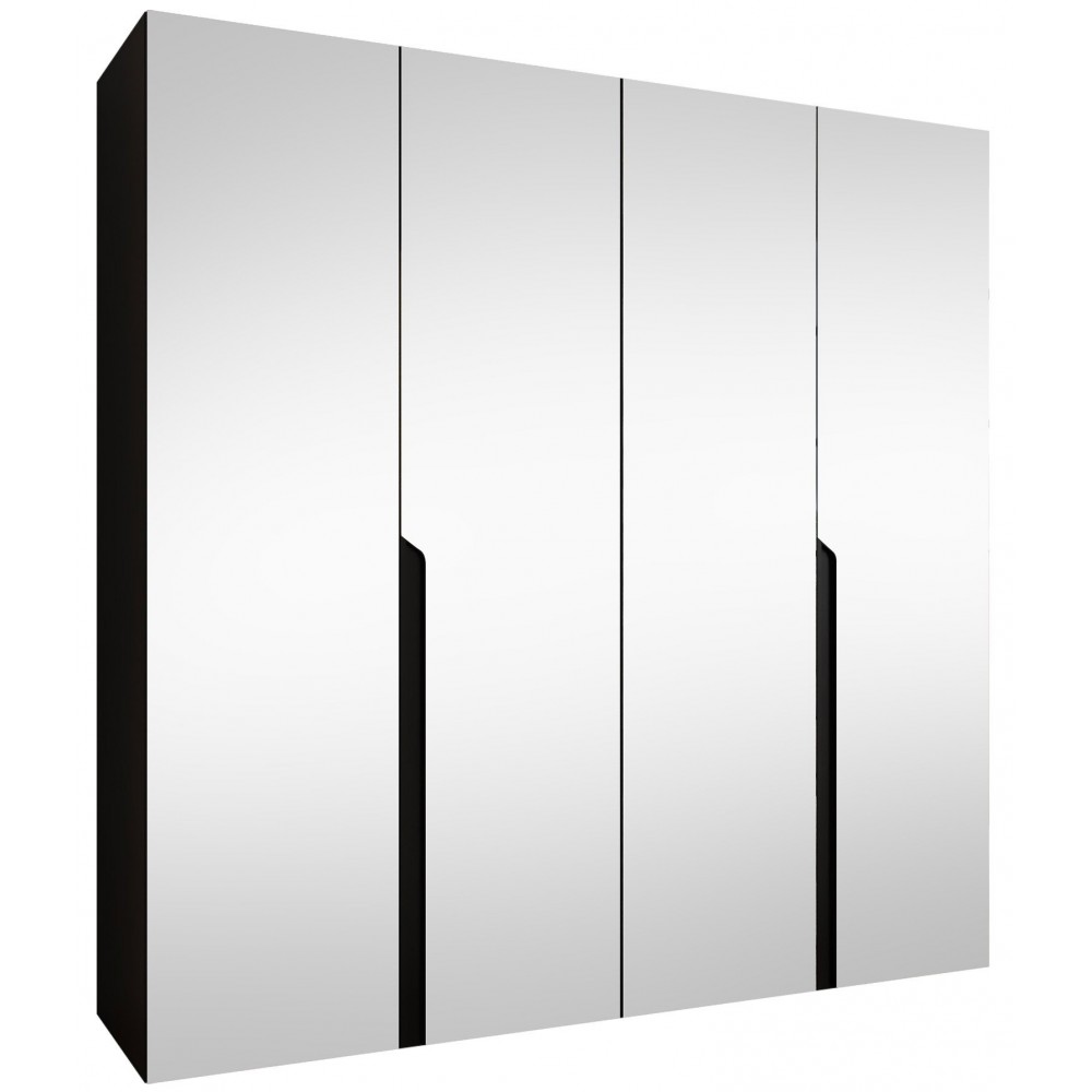 Ντουλάπα Mila II-Μαύρο-Μήκος: 200εκ 200x52x202