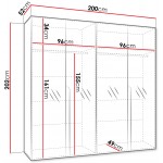 Ντουλάπα Mila II-Μαύρο-Μήκος: 200εκ 200x52x202