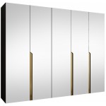 Ντουλάπα Mila II-Μαύρο - Χρυσό-Μήκος: 250εκ 250x52x202