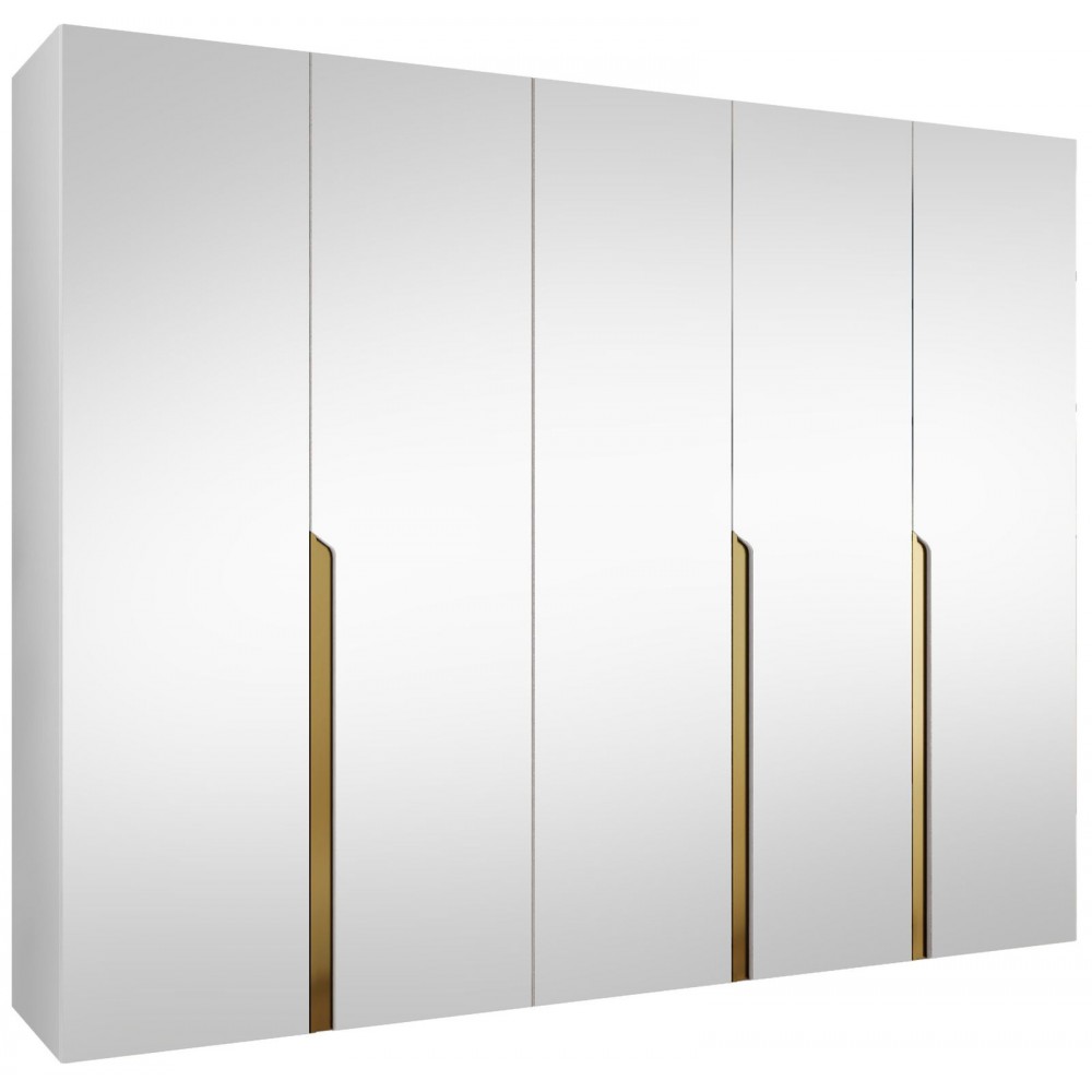 Ντουλάπα Mila II Πεντάφυλλη-Λευκό - Χρυσό