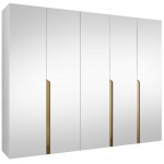 Ντουλάπα Mila II Πεντάφυλλη-Λευκό - Χρυσό