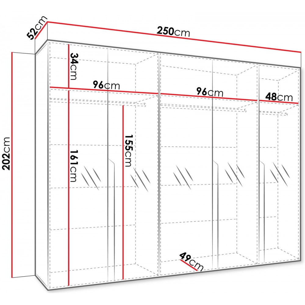 Ντουλάπα Mila II Πεντάφυλλη-Λευκό - Χρυσό