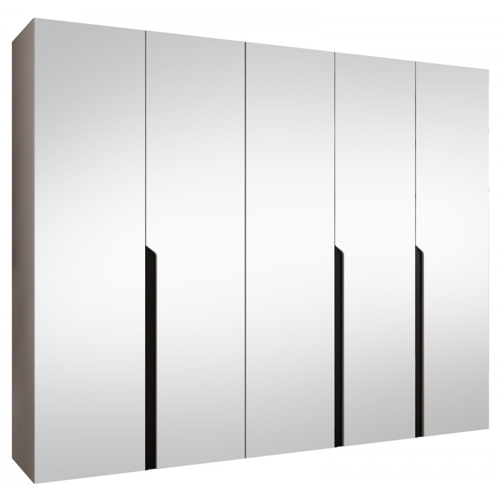Ντουλάπα Mila II-Γκρεζ - Μαύρο-Μήκος: 250εκ 250x52x202
