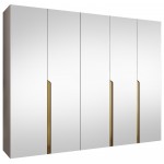 Ντουλάπα Mila II-Γκρεζ - Χρυσό-Μήκος: 250εκ 250x52x202
