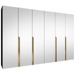 Ντουλάπα Mila II-Μαύρο - Χρυσό-Μήκος: 300εκ 300x52x202