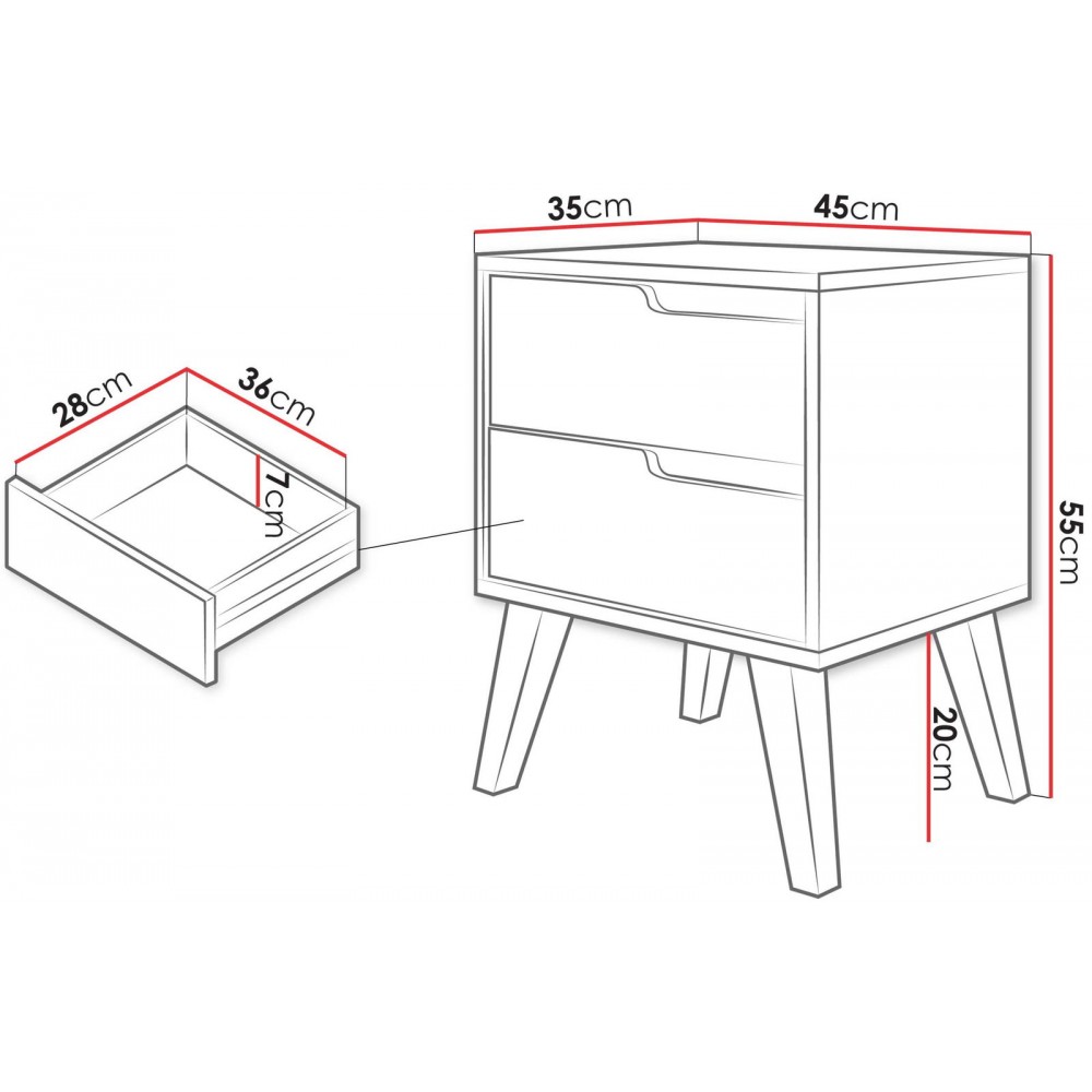 Κομοδίνο Nordelo L-Φυσικό Σκούρο