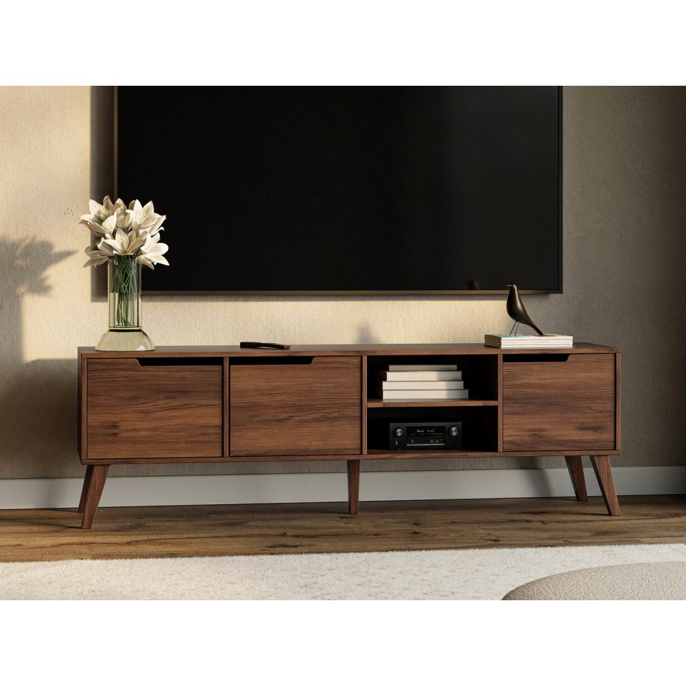 Έπιπλο Τηλεόρασης Nordelo-Φυσικό Σκούρο 180x40x55