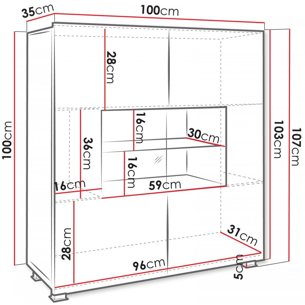 Μπουφές Calabrini-Φυσικό Σκούρο 100x35x107
