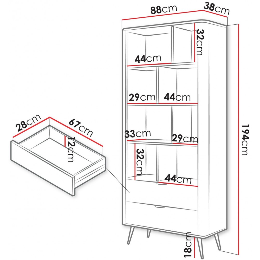 Βιβλιοθήκη Lante-Μπεζ 88x38x194