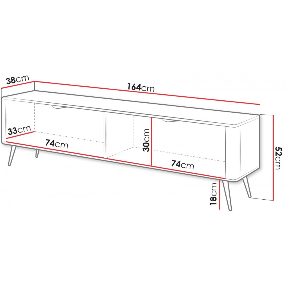Έπιπλο Τηλεόρασης Lante Mini-Μαύρο 164x38x56