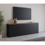 Έπιπλο τηλεόρασης Domus II-Μαύρο - Φυσικό 200x35x68