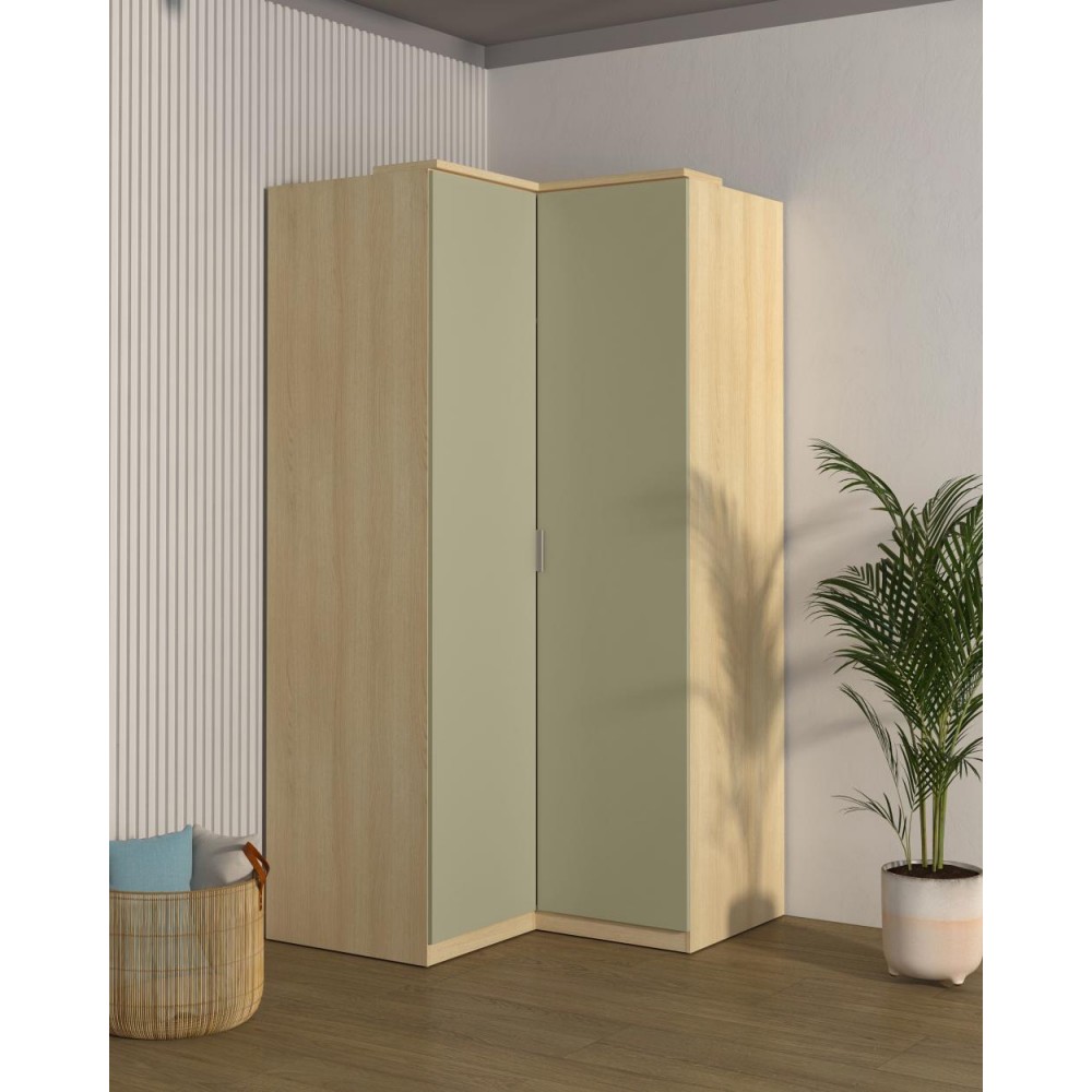 Γωνιακή ντουλάπα Raton-Φυσικό – Μέντα