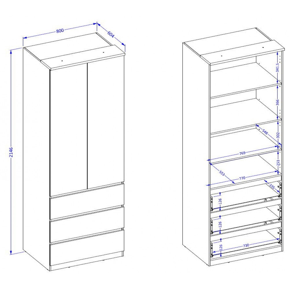 Ντουλάπα Raton δίφυλλη-Φυσικό – Μπεζ