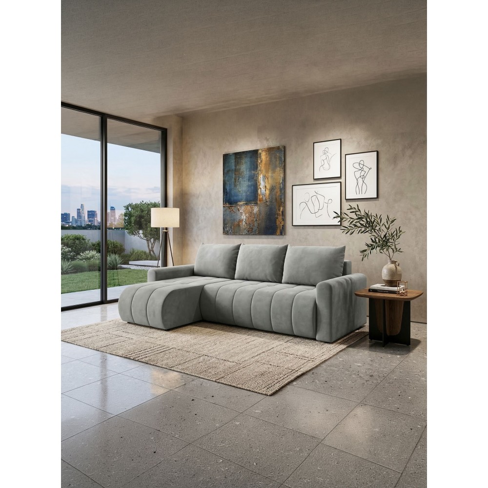 Γωνιακός Καναπές Olidow-Γκρι