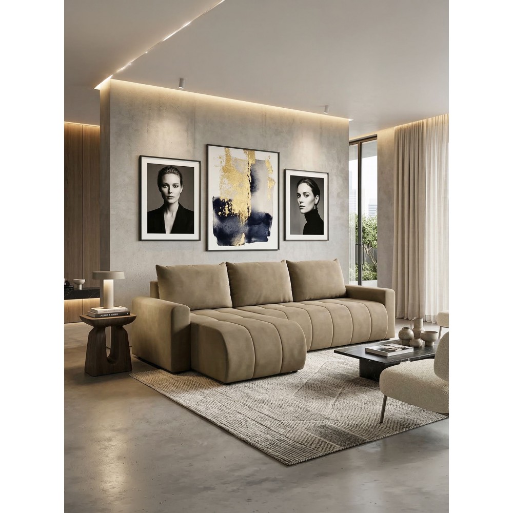 Γωνιακός Καναπές Olidow-Καφέ