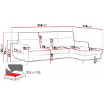 Γωνιακός Καναπές Torro Mini-Δεξιά-Ροζ 258x168x100