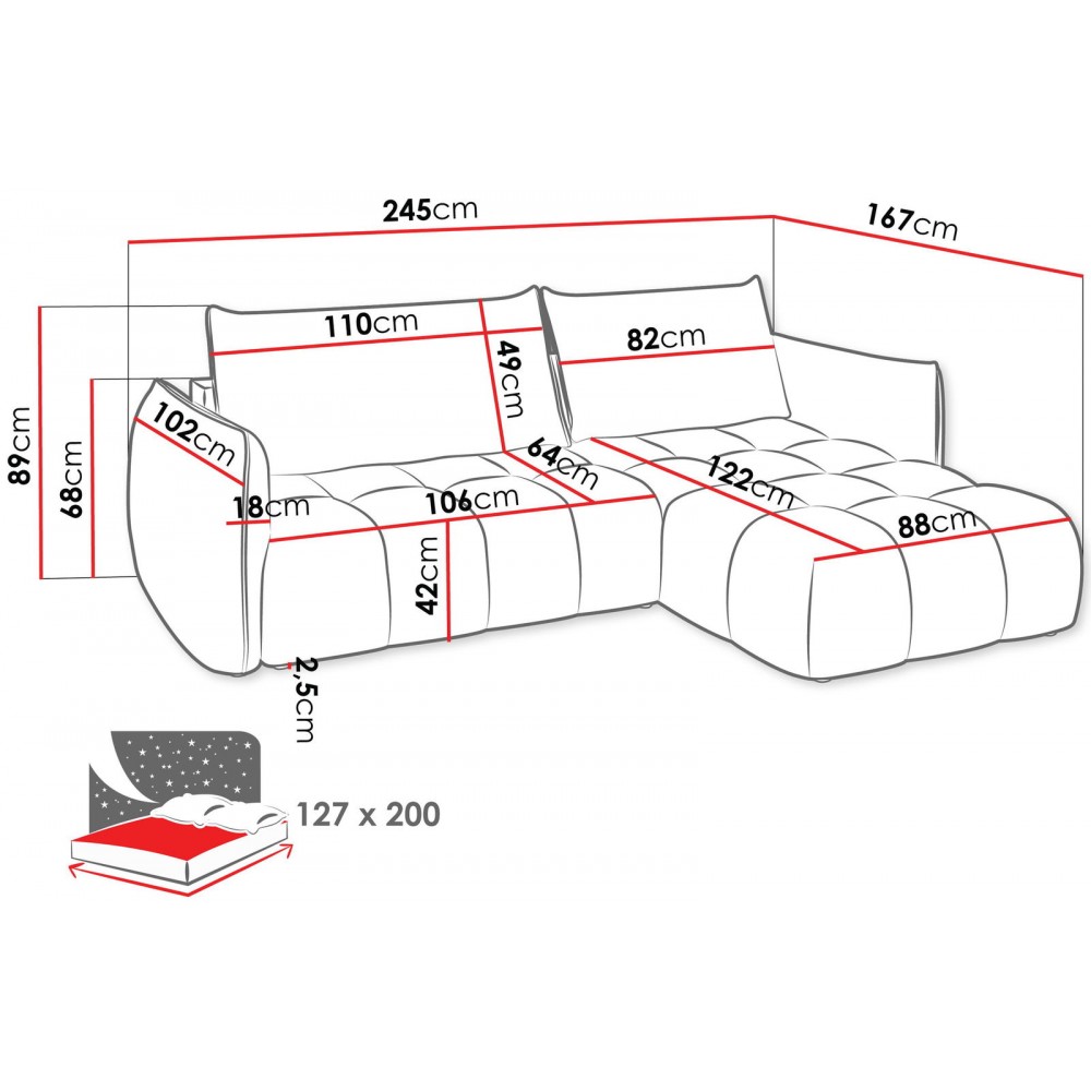 Γωνιακός Καναπές Marsala-Αριστερή-Εκρού