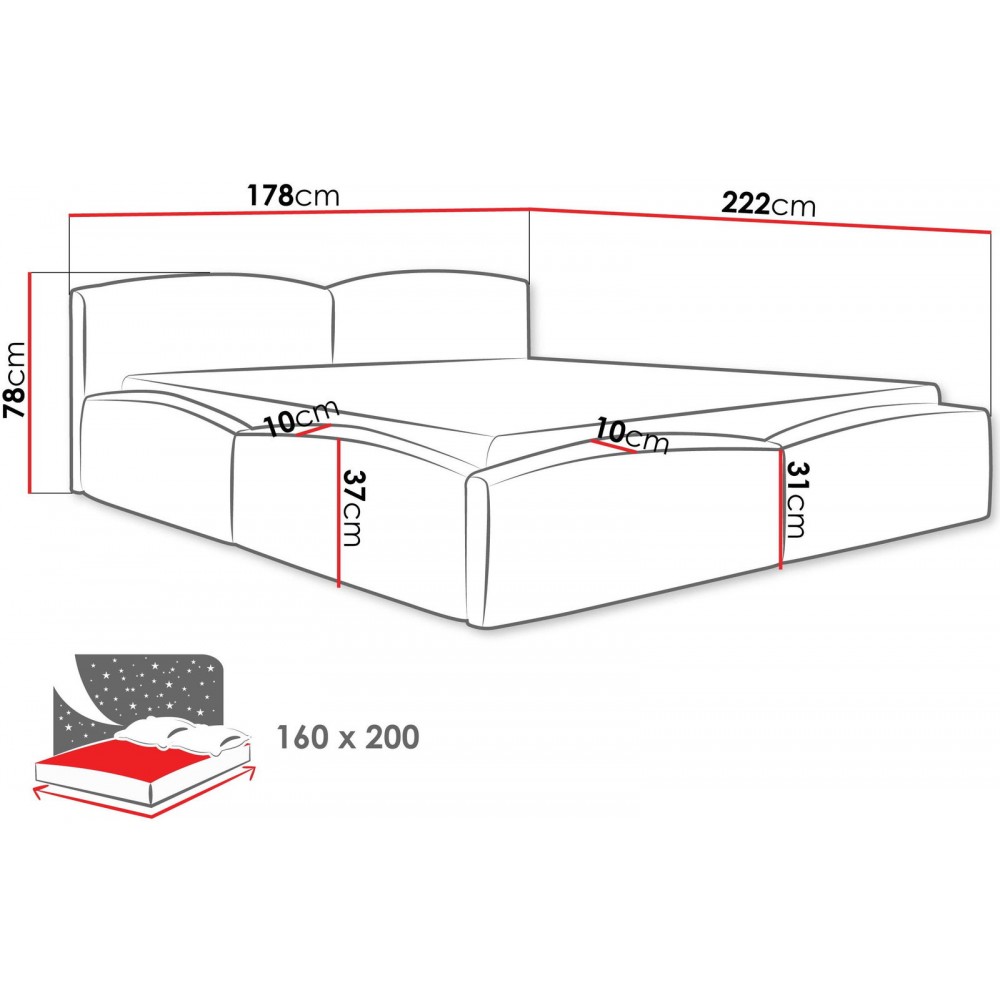 Επενδυμένο Κρεβάτι Mirala-Εκρού-160 x 200