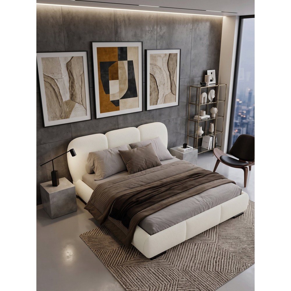 Επενδυμένο Κρεβάτι Rosa-Λευκό-140 x 200