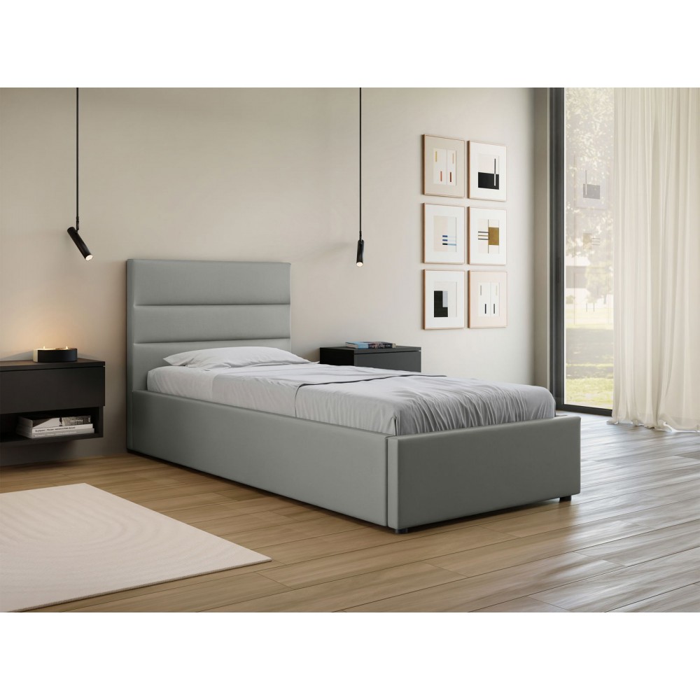 Επενδυμένο Κρεβάτι Lutko-Γκρι-90 x 200