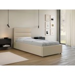 Επενδυμένο Κρεβάτι Lutko-Μπεζ-90 x 200