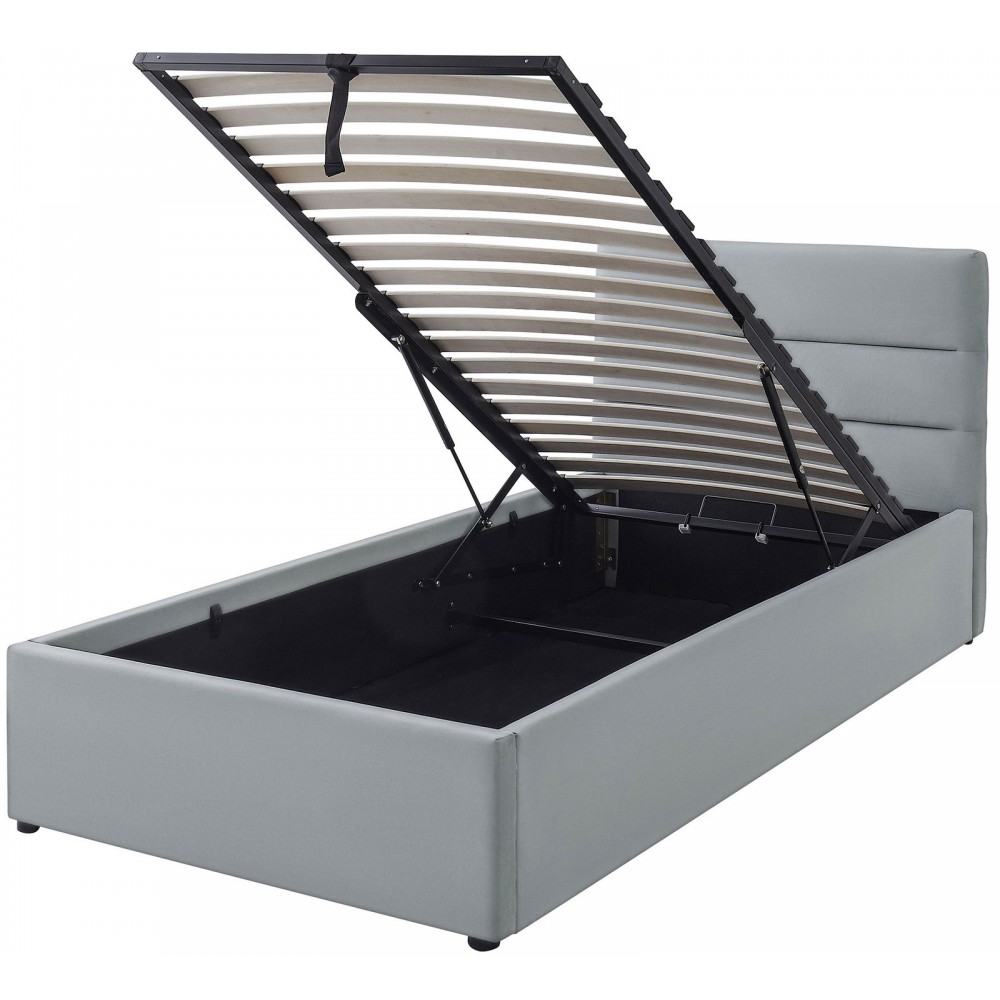 Επενδυμένο Κρεβάτι Lutko-Μπεζ-90 x 200