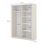 Ντουλάπα Vania συρόμενη-Καφέ 150x61x210