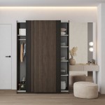 Ντουλάπα Vania συρόμενη-Καφέ 150x61x210