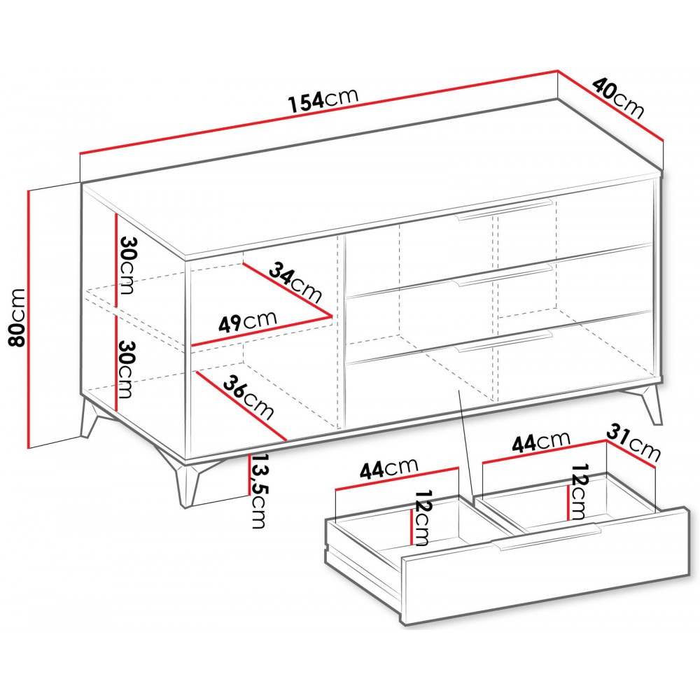 Μπουφές Xylix 154x40x80