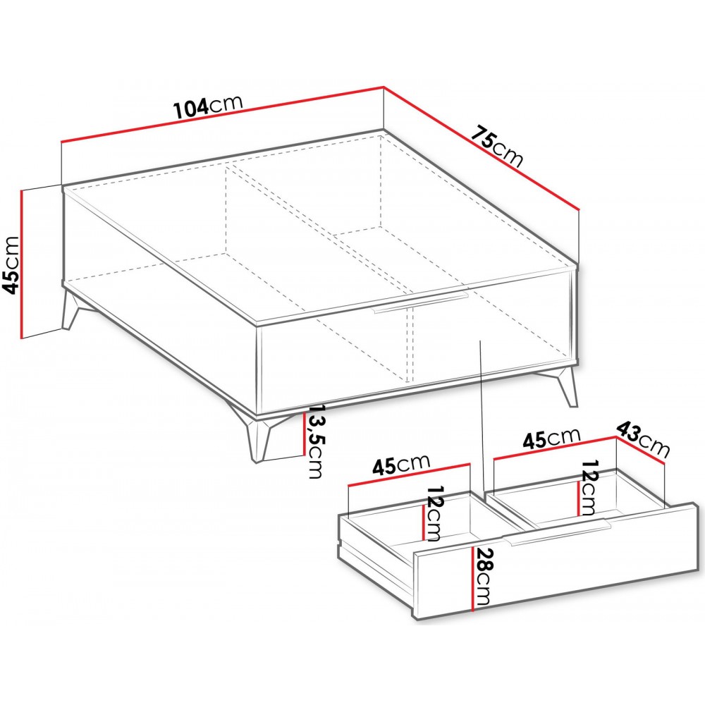 Τραπεζάκι Σαλονιού Xylix 104x75x45