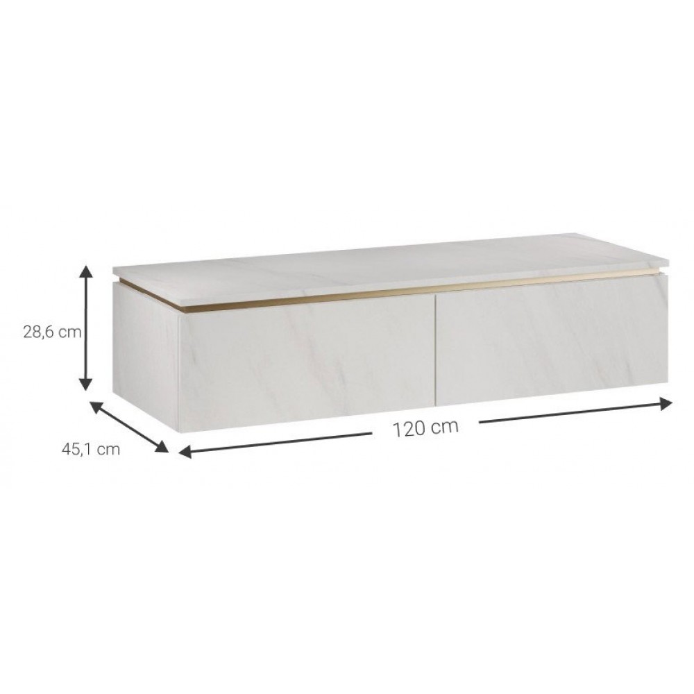 Πάγκος Dalmo Plus-Λευκό Μάρμαρο 120x45.1x28.6