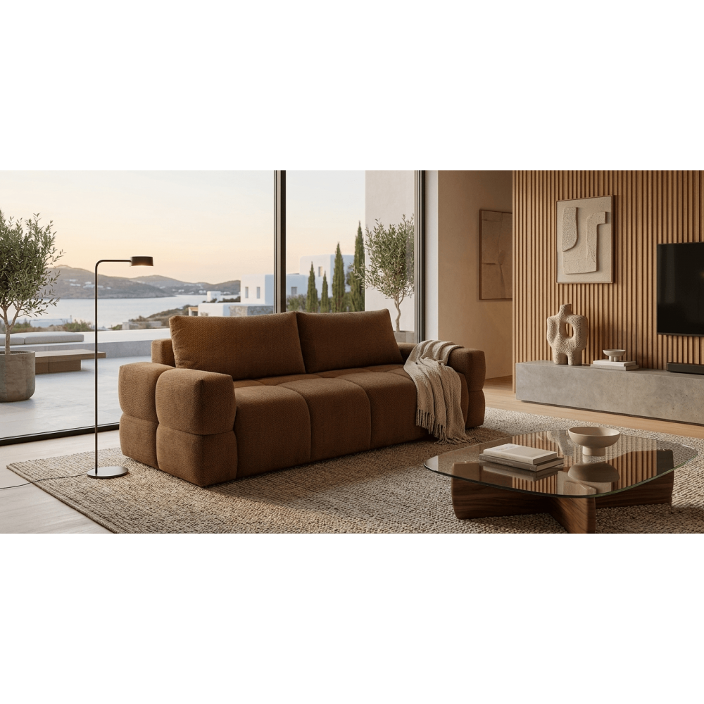 Καναπές Taleria Τριθέσιος-Κεραμιδί 248x104x90