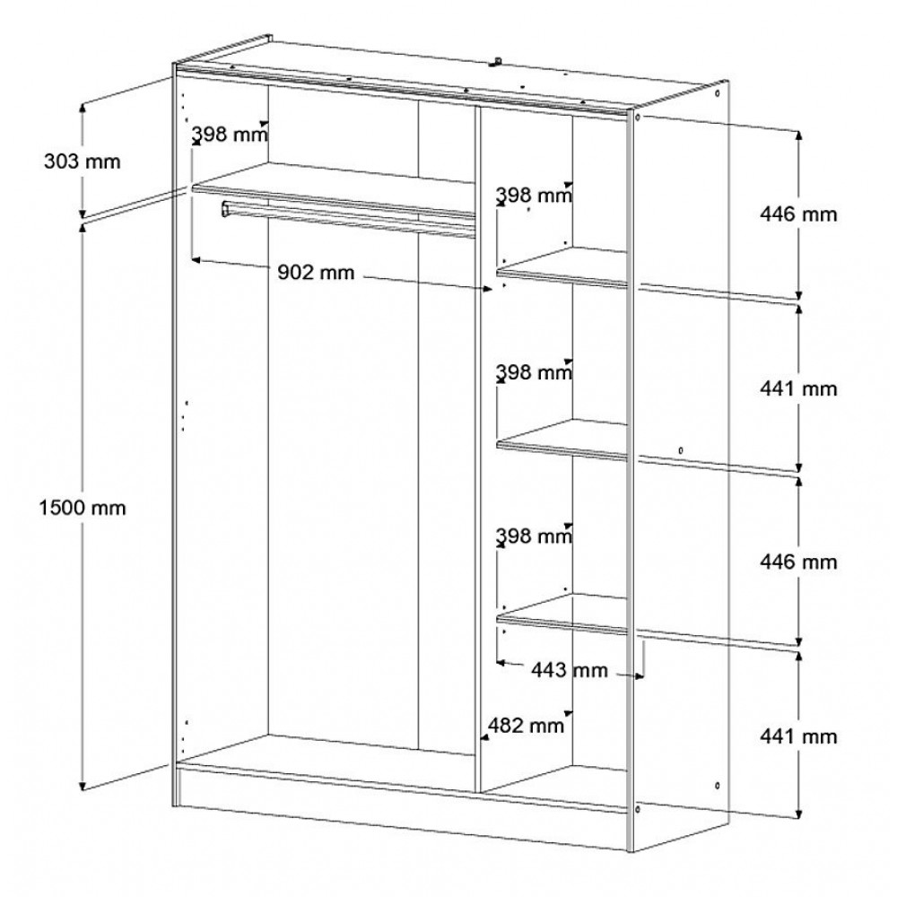 Ντουλάπα Luneth Τρίφυλλη 139x52x197