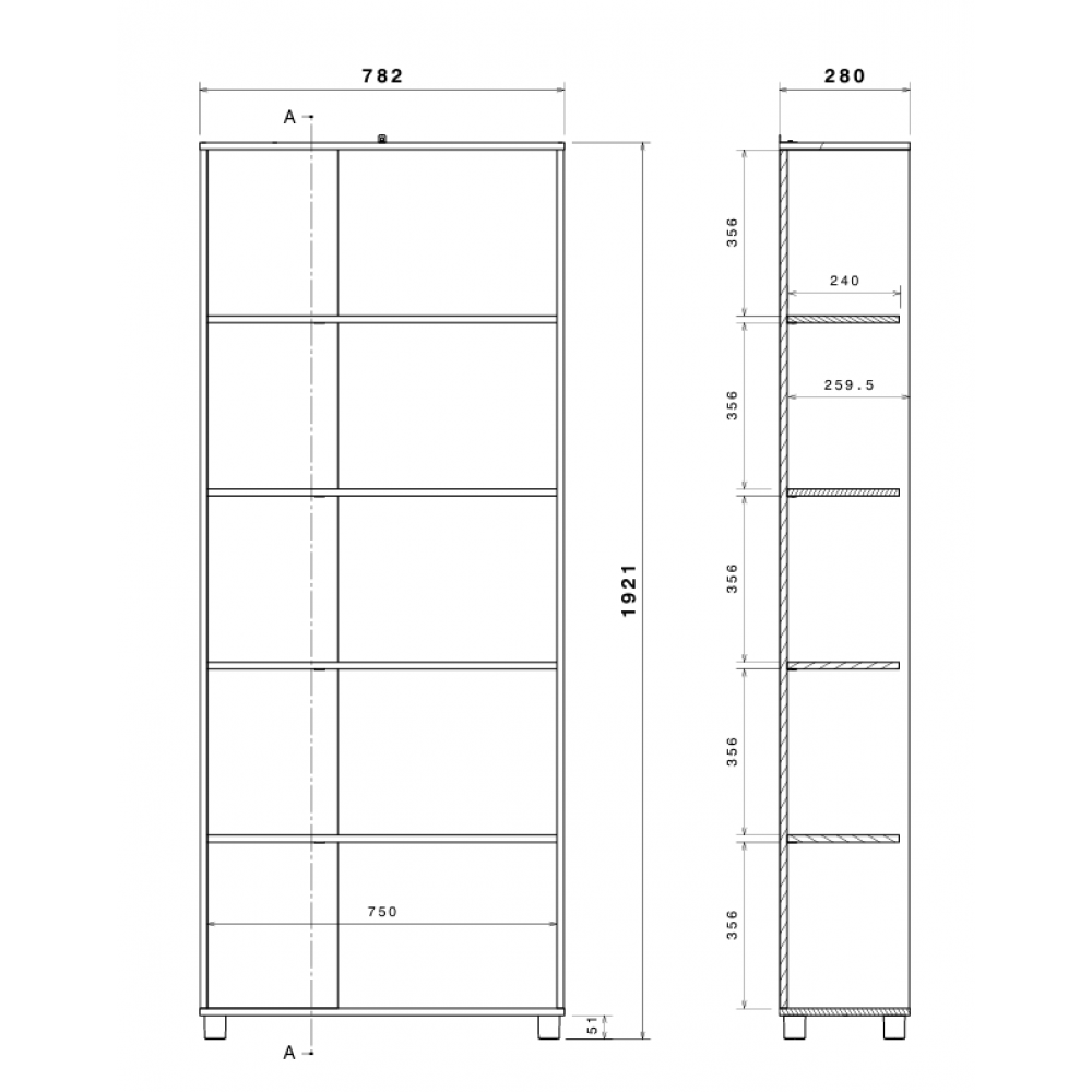 Βιβλιοθήκη Montira 78.2x28x192.1