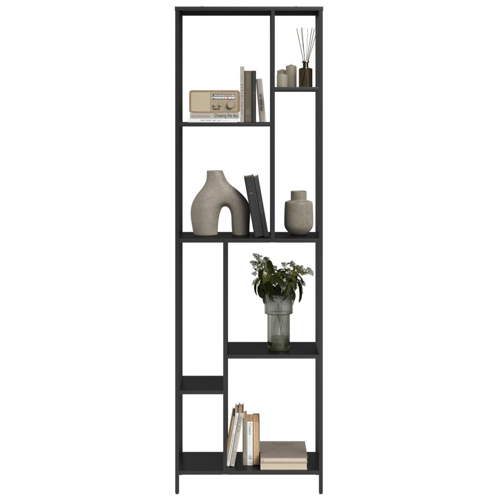 Βιβλιοθήκη Avensia-Μαύρο 60x28x198