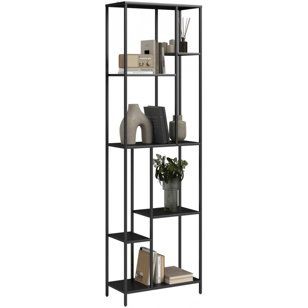 Βιβλιοθήκη Avensia-Μαύρο 60x28x198