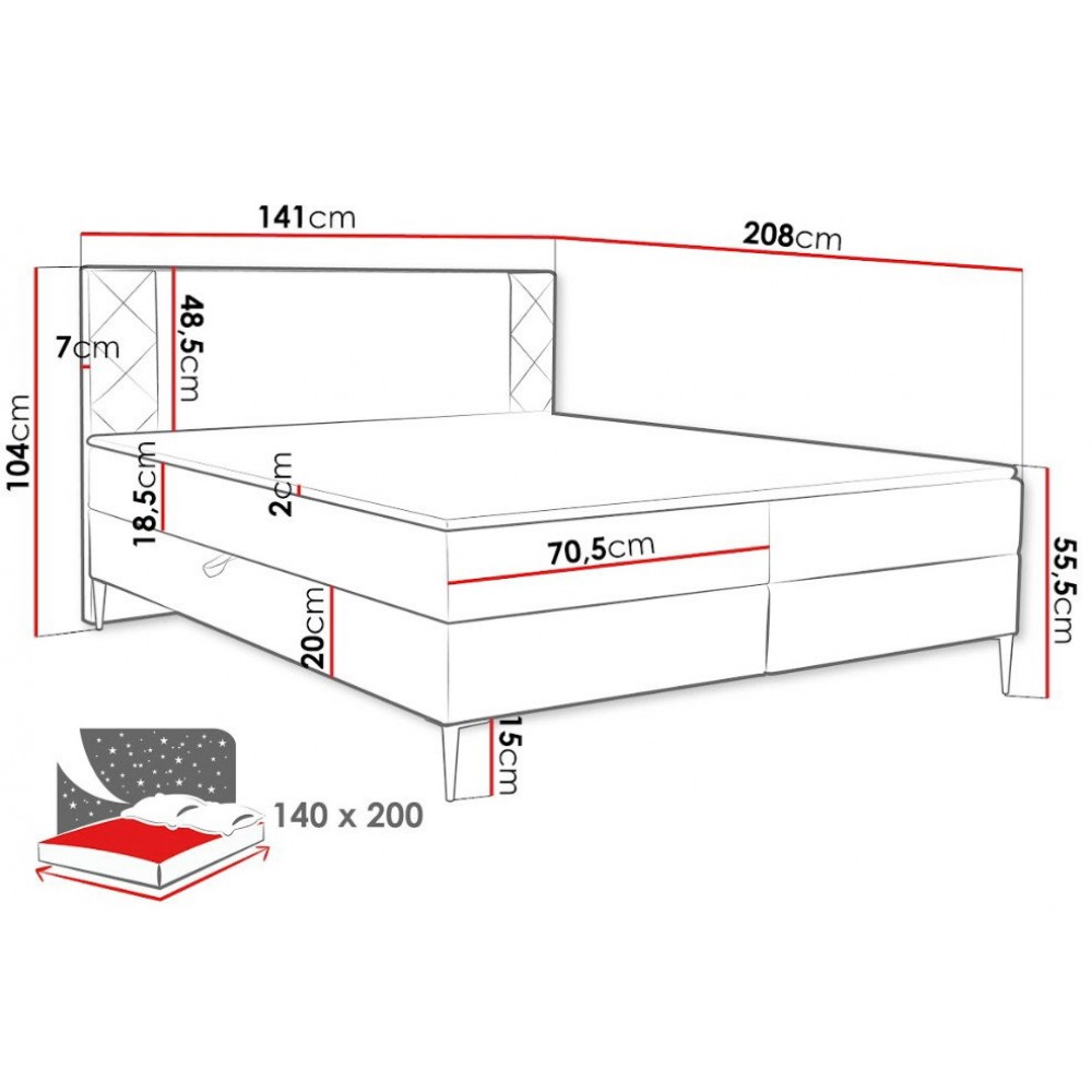 Επενδυμένο Κρεβάτι Portes-Καφέ Ανοιχτό-140 x 200 208x104