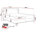 Επενδυμένο Κρεβάτι Portes-Μπεζ-160 x 200 208x104