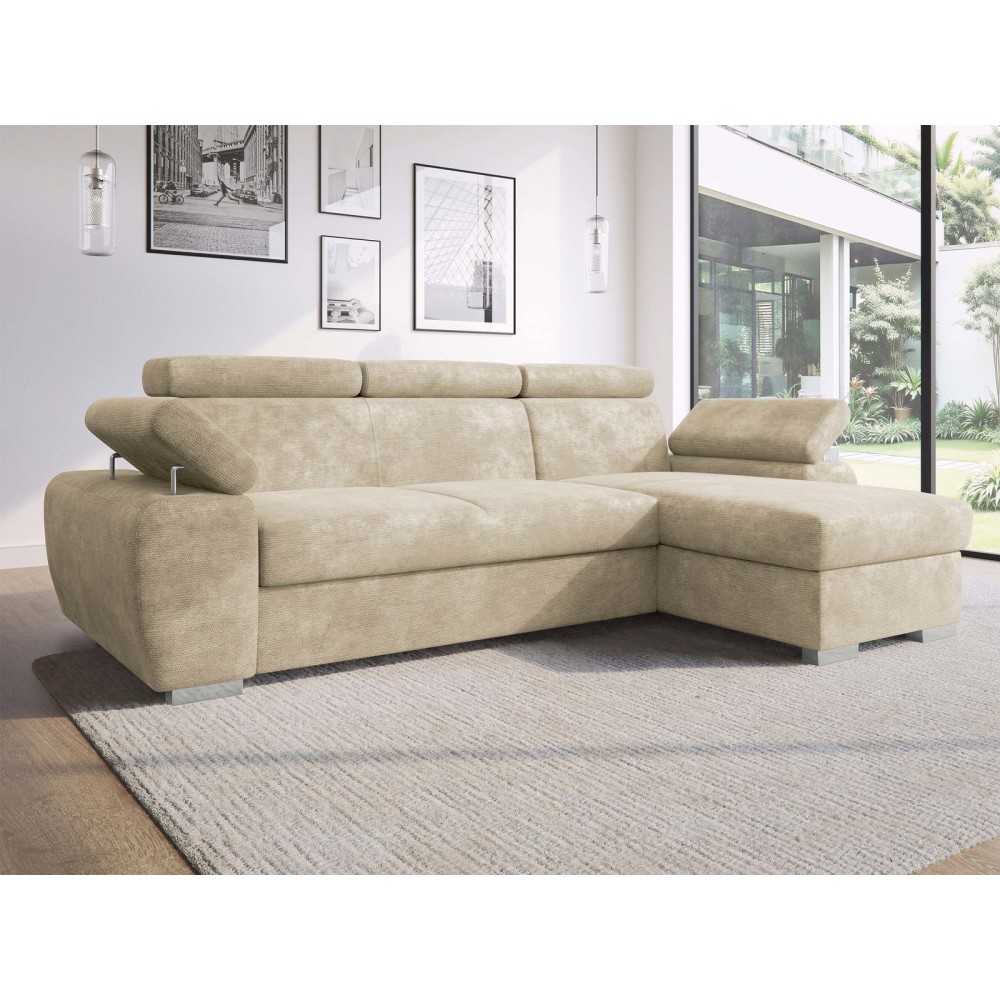 Γωνιακός Καναπές Plaza L-Μπεζ 255x170x98