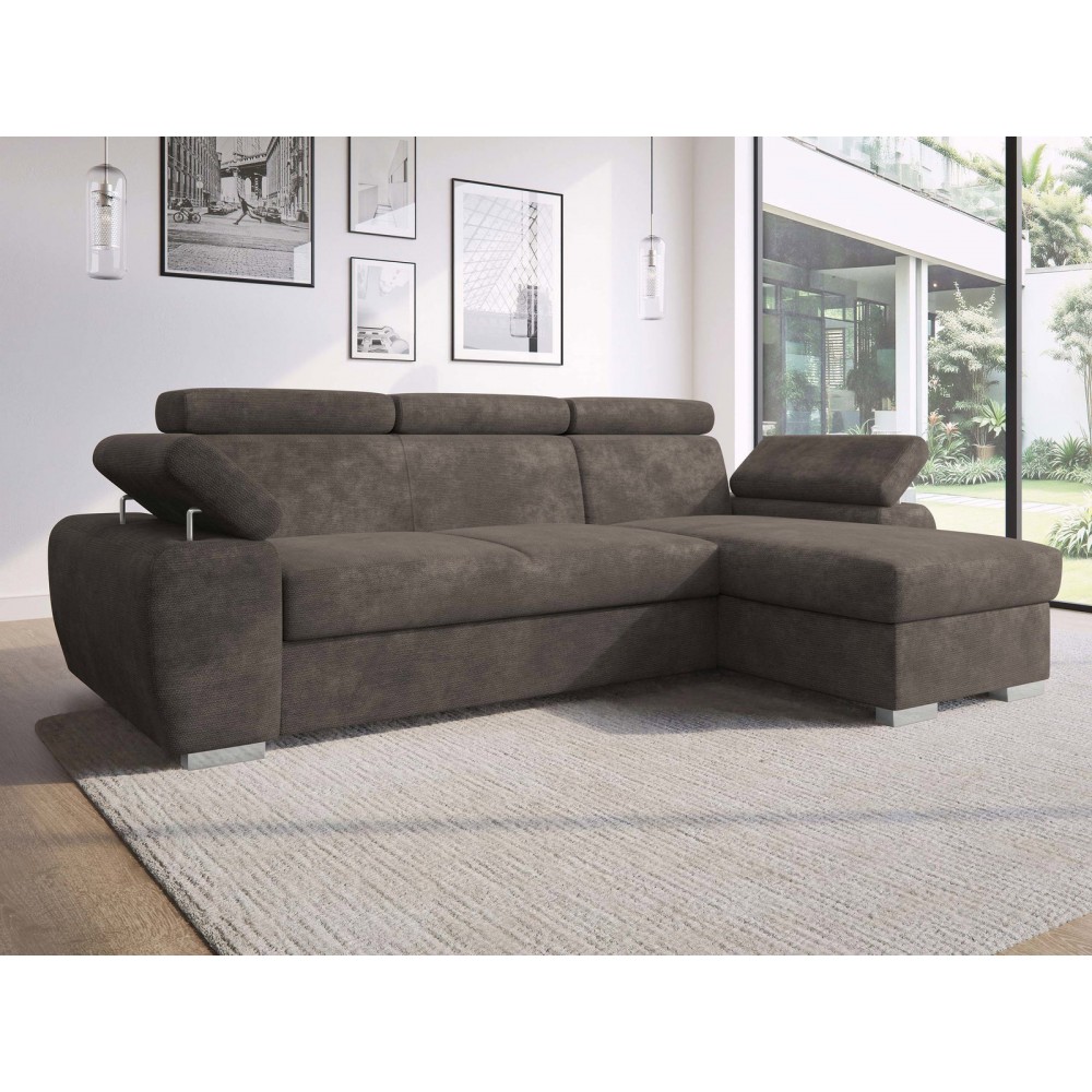 Γωνιακός Καναπές Plaza L-Καφέ 255x170x98