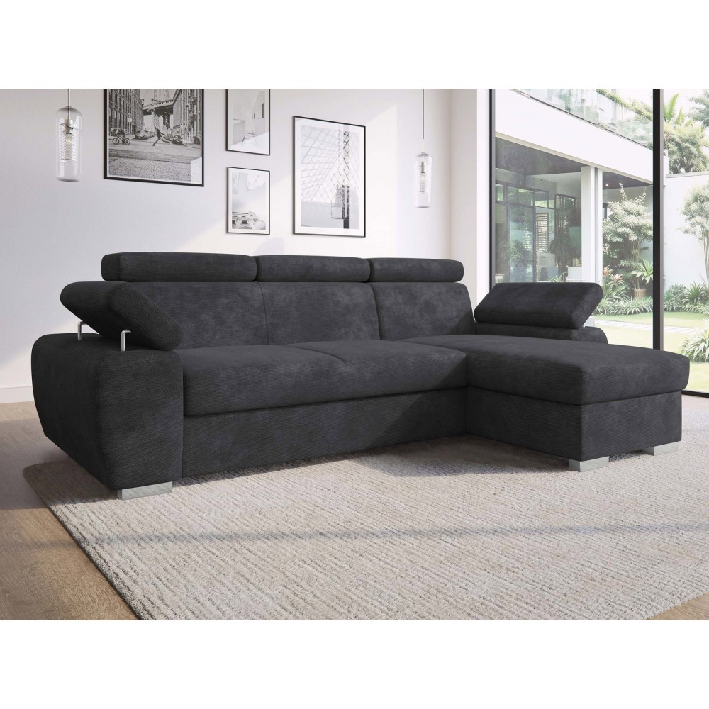 Γωνιακός Καναπές Plaza L-Ανθρακί 255x170x98