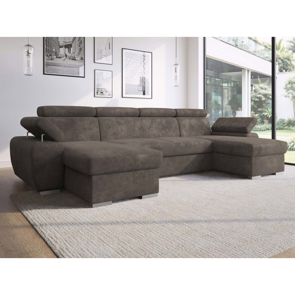 Γωνιακός Καναπές Plaza U-Καφέ 255x170x98