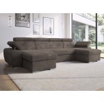 Γωνιακός Καναπές Plaza U-Καφέ 255x170x98