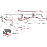 Γωνιακός Καναπές Plaza U-Γκρι 255x170x98