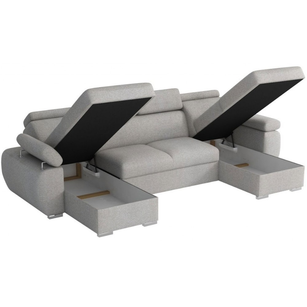 Γωνιακός Καναπές Plaza U-Γκρι 255x170x98
