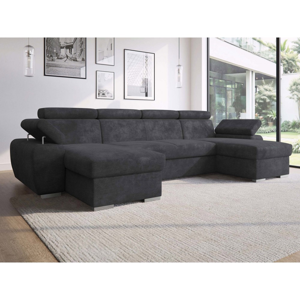 Γωνιακός Καναπές Plaza U-Ανθρακί 255x170x98