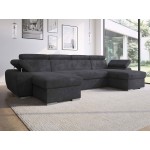 Γωνιακός Καναπές Plaza U-Ανθρακί 255x170x98
